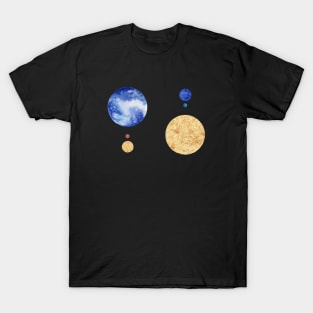 Indigo and Gold Planet Moons Duo T-Shirt